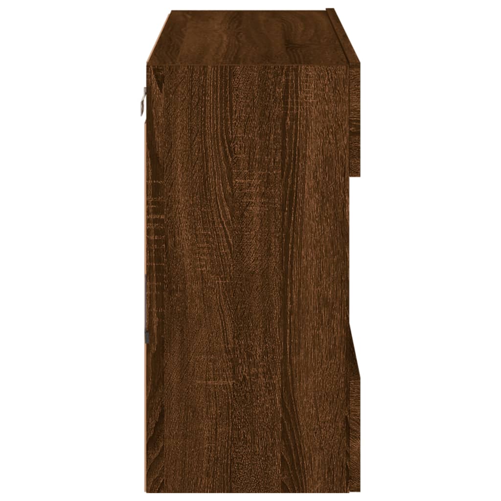 Móvel parede p/ TV luzes LED carvalho castanho