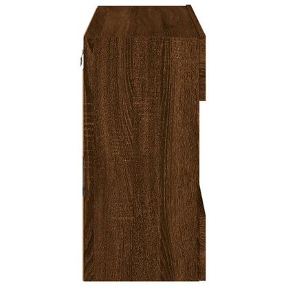 Móvel parede p/ TV luzes LED carvalho castanho