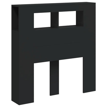 Cabeceira cama c/ LEDs 100x18,5x103,5 cm deriv. madeira preto