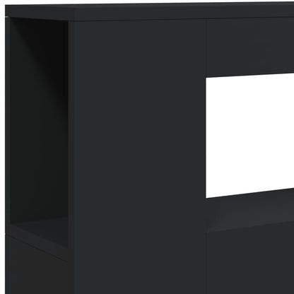 Cabeceira cama c/ LEDs 100x18,5x103,5 cm deriv. madeira preto