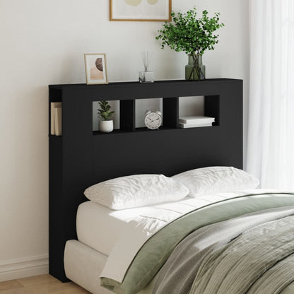 Cabeceira cama c/ LEDs 120x18,5x103,5 cm deriv. madeira preto