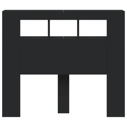 Cabeceira cama c/ LEDs 120x18,5x103,5 cm deriv. madeira preto