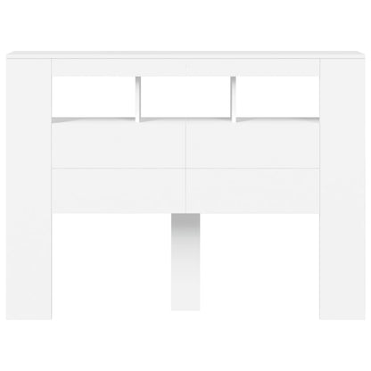 Cabeceira cama c/ LEDs 140x18,5x103,5 cm deriv. madeira branco