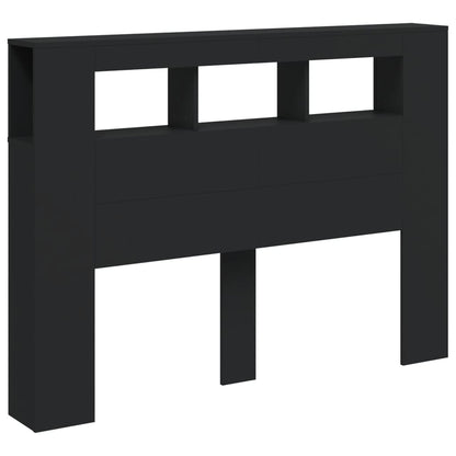 Cabeceira cama c/ LEDs 140x18,5x103,5 cm deriv. madeira preto