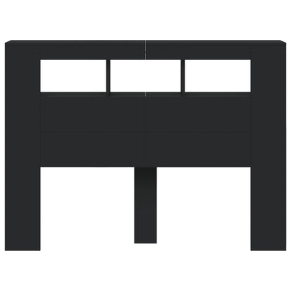 Cabeceira cama c/ LEDs 140x18,5x103,5 cm deriv. madeira preto