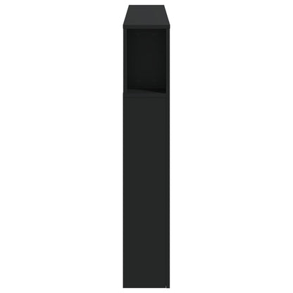 Cabeceira cama c/ LEDs 140x18,5x103,5 cm deriv. madeira preto