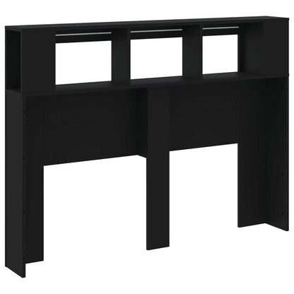 Cabeceira cama c/ LEDs 140x18,5x103,5 cm deriv. madeira preto
