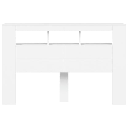 Cabeceira cama c/ LEDs 160x18,5x103,5 cm deriv. madeira branco