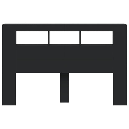 Cabeceira cama c/ LEDs 160x18,5x103,5 cm deriv. madeira preto