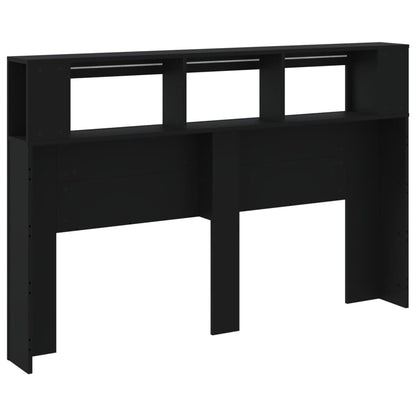 Cabeceira cama c/ LEDs 160x18,5x103,5 cm deriv. madeira preto