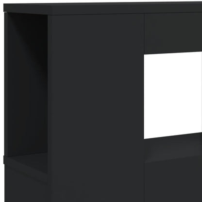 Cabeceira cama c/ LEDs 160x18,5x103,5 cm deriv. madeira preto