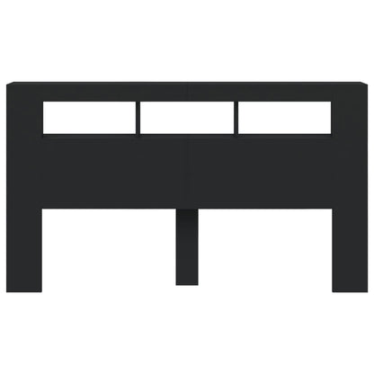Cabeceira cama c/ LEDs 180x18,5x103,5 cm deriv. madeira preto