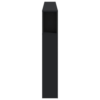 Cabeceira cama c/ LEDs 180x18,5x103,5 cm deriv. madeira preto