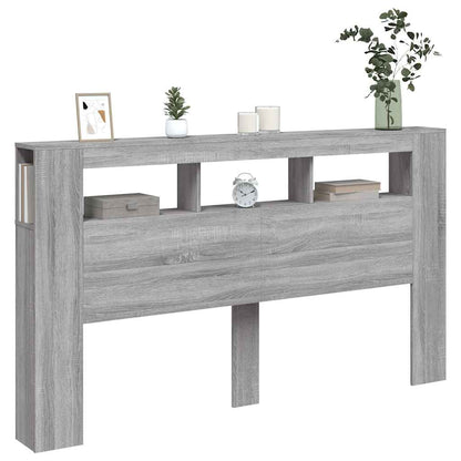 Cabeceira c/ LEDs 180x18,5x103,5 cm sonoma cinzento