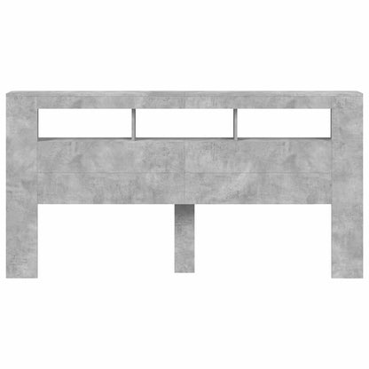 Cabeceira c/ LEDs 200x18,5x103,5cm deriv. madeira cinza cimento