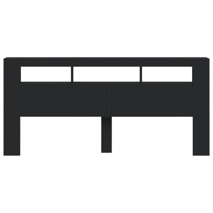 Cabeceira cama c/ LEDs 220x18,5x103,5 cm deriv. madeira preto