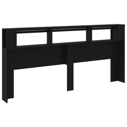 Cabeceira cama c/ LEDs 220x18,5x103,5 cm deriv. madeira preto
