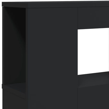 Cabeceira cama c/ LEDs 220x18,5x103,5 cm deriv. madeira preto