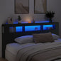 Cabeceira cama c/ LEDs 220x18,5x103,5 cm deriv. madeira preto