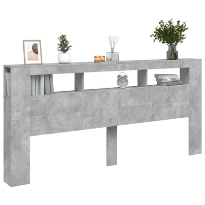 Cabeceira c/ LEDs 220x18,5x103,5 cm cinzento-cimento