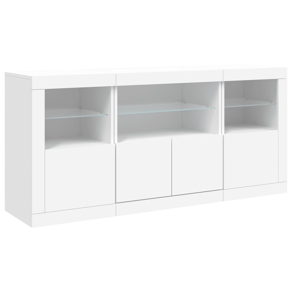 Aparador com luzes LED 142,5x37x67 cm branco