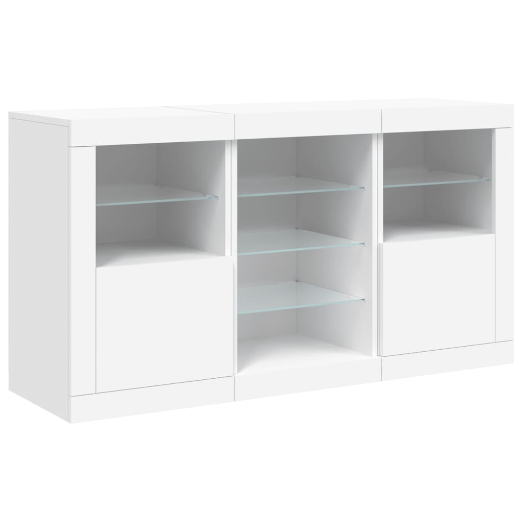 Aparador com luzes LED 123x37x67 cm branco
