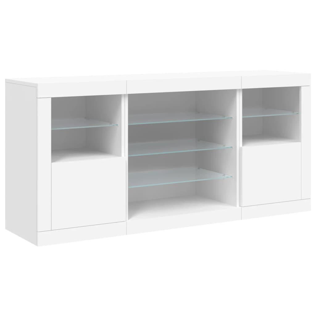 Aparador com luzes LED 142,5x37x67 cm branco