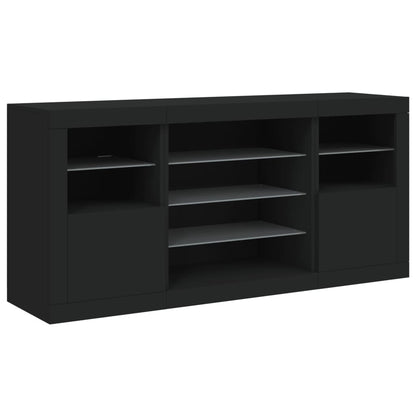 Aparador com luzes LED 142,5x37x67 cm preto