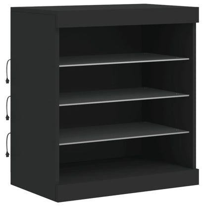 Aparador com luzes LED 142,5x37x67 cm preto