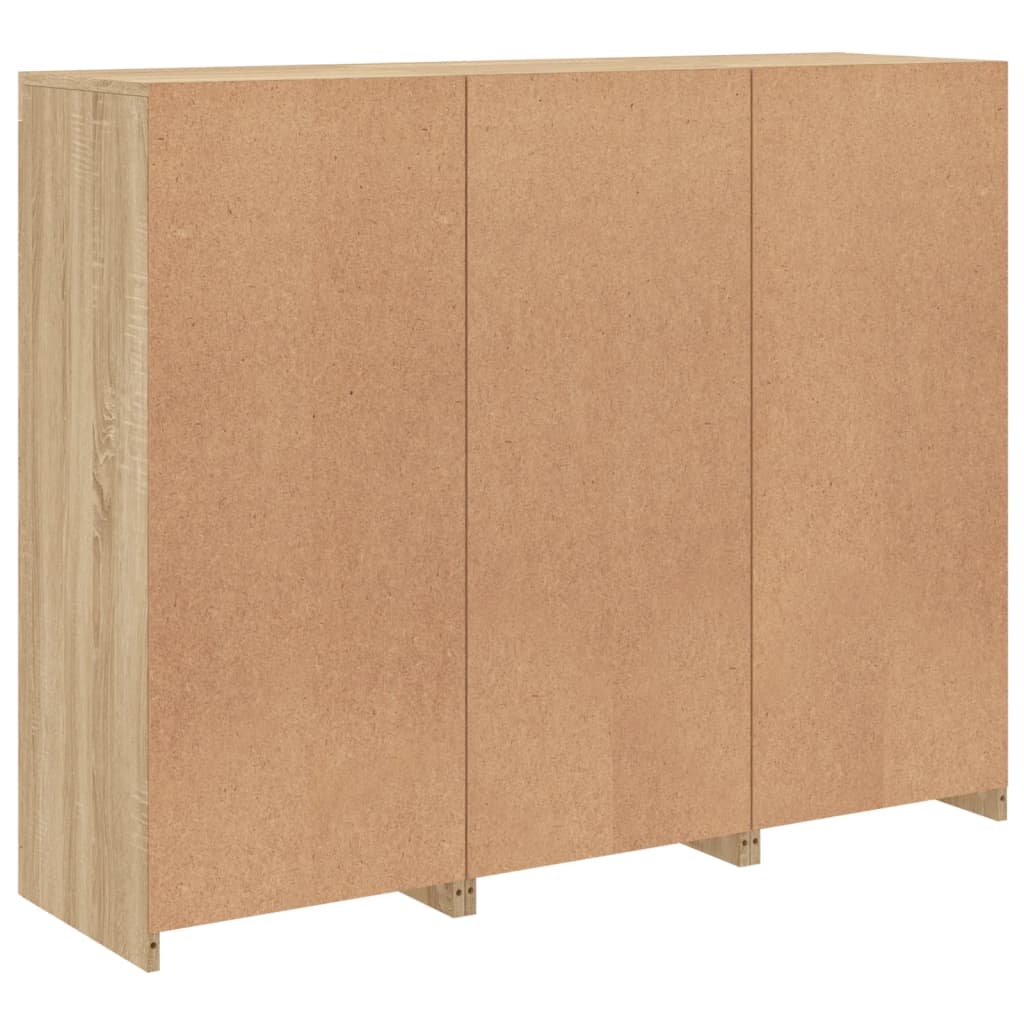 Aparadores c/ LEDs 3 pcs derivados de madeira carvalho sonoma