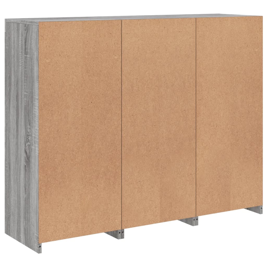 Aparadores c/ LEDs 3 pcs derivados de madeira cinzento sonoma