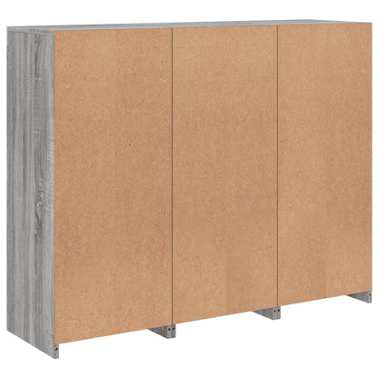 Aparadores c/ LEDs 3 pcs derivados de madeira cinzento sonoma