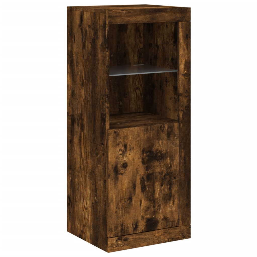 Aparadores c/ LEDs 3 pcs derivados de madeira carvalho fumado