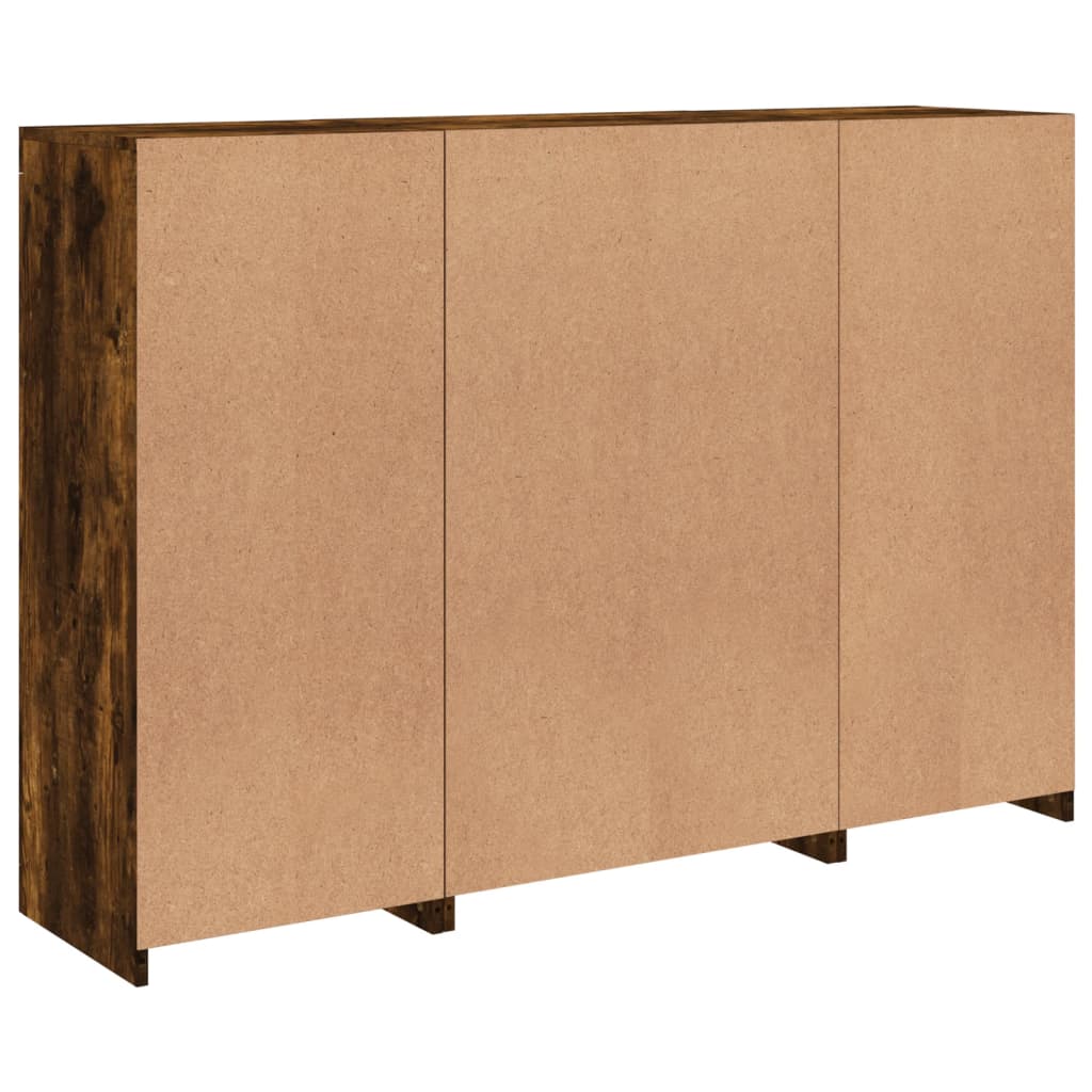 Aparadores c/ LEDs 3 pcs derivados de madeira carvalho fumado