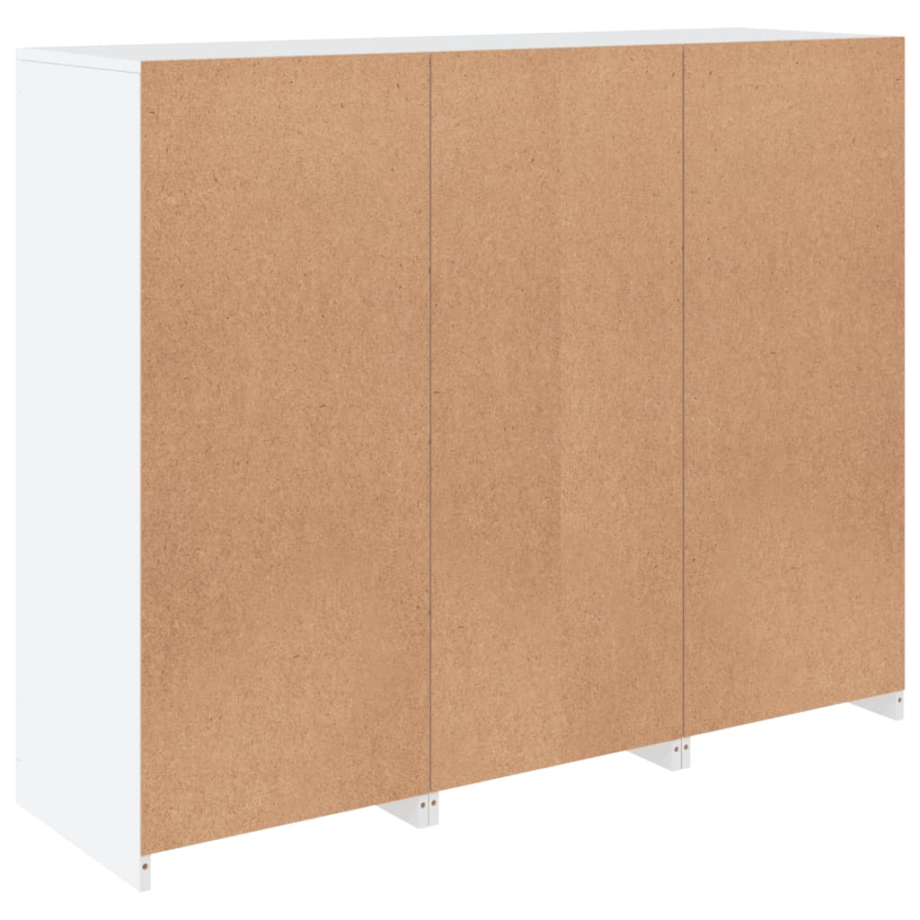 Aparadores c/ luzes LED 3 pcs derivados de madeira branco