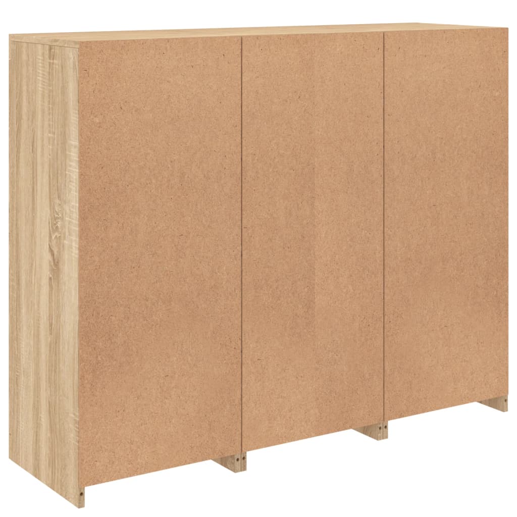 Aparadores c/ LEDs 3 pcs derivados de madeira carvalho sonoma