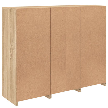 Aparadores c/ LEDs 3 pcs derivados de madeira carvalho sonoma