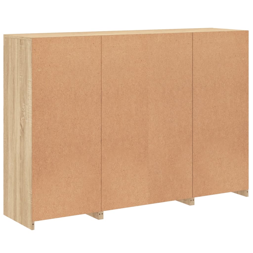 Aparadores c/ LEDs 3 pcs derivados de madeira carvalho sonoma