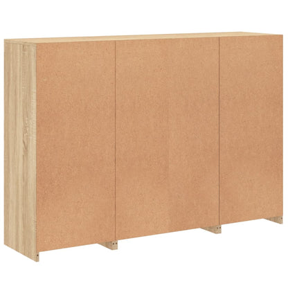 Aparadores c/ LEDs 3 pcs derivados de madeira carvalho sonoma