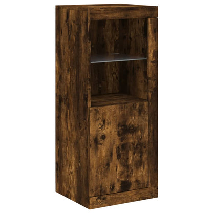 Aparadores c/ LEDs 3 pcs derivados de madeira carvalho fumado