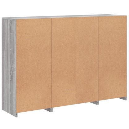 Aparadores c/ LEDs 3 pcs derivados de madeira cinzento sonoma