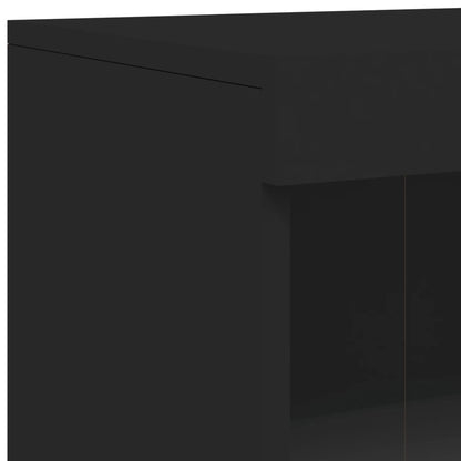 Aparador com luzes LED 162x37x100 cm preto