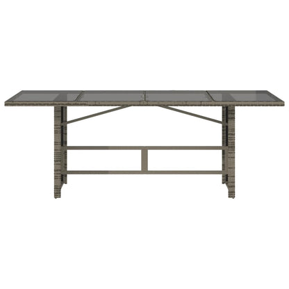 Mesa de jardim com tampo de vidro 190x80x74 cm vime PE cinza