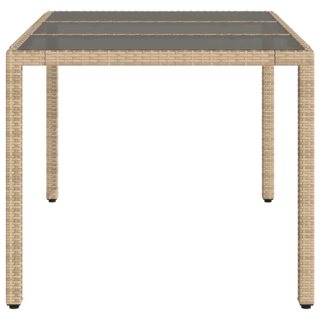 Mesa de jardim com tampo de vidro 150x90x75 cm vime PE bege