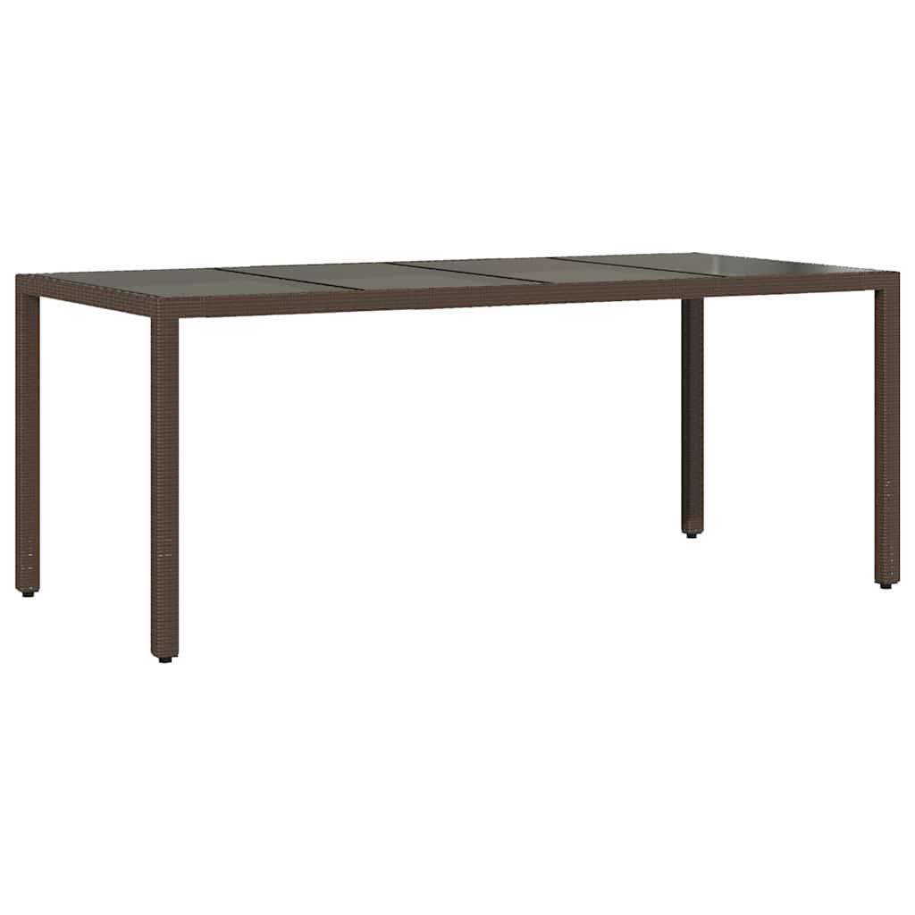 Mesa de jardim com tampo de vidro 190x90x75 cm vime PE castanho