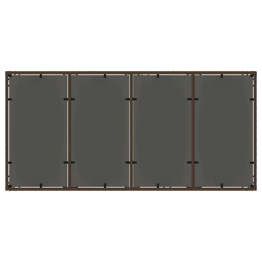 Mesa de jardim com tampo de vidro 190x90x75 cm vime PE castanho