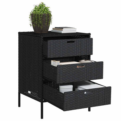 Armário de arrumação para jardim 55x59x80 cm vime PE preto
