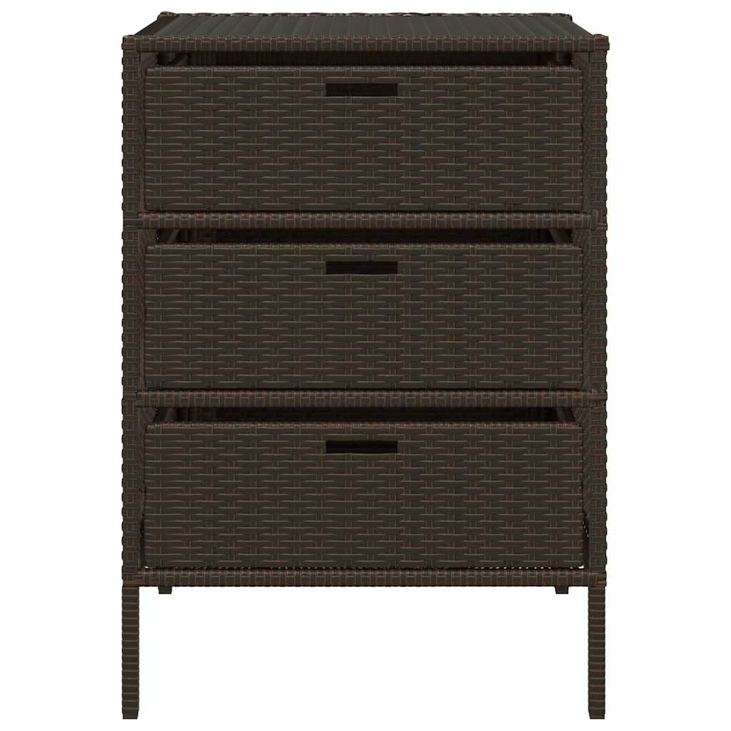Armário de arrumação para jardim 55x59x80 cm vime PE castanho