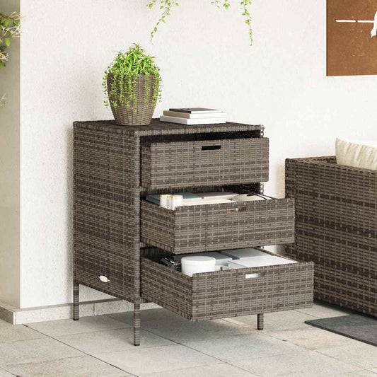Armário de arrumação para jardim 55x59x80 cm vime PE cinzento
