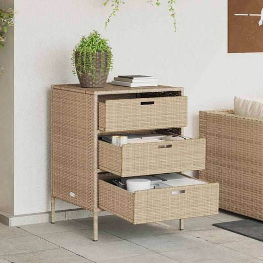 Armário de arrumação para jardim 55x59x80 cm vime PE bege